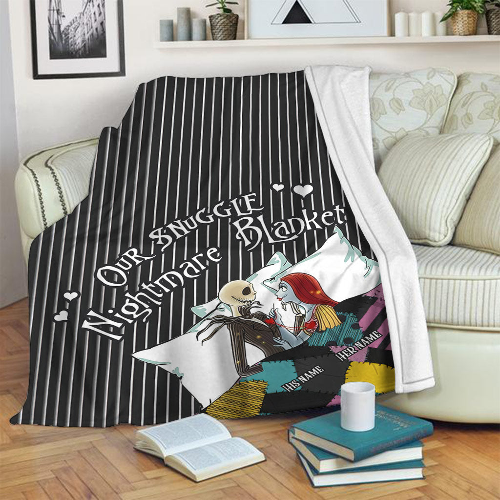 Skull Our Snuggle Nightmares Personalized Flannel Blanket For Living Room And Bedroom Styling