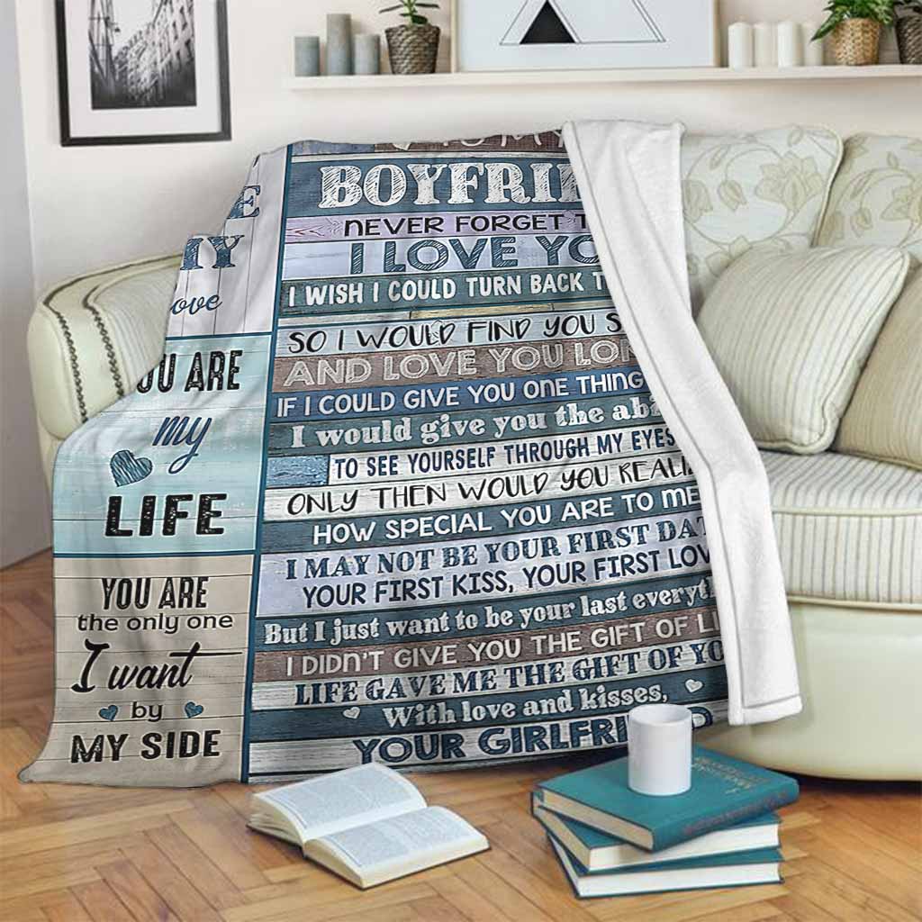 Family To My Boyfriend I Love You Flannel Blanket For Relaxing At Home And Travel
