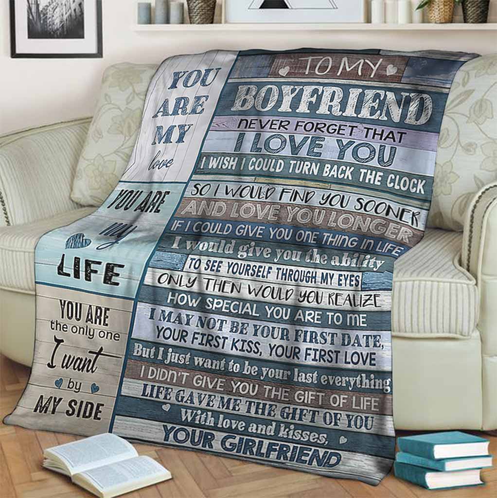 Family To My Boyfriend I Love You Flannel Blanket For Bed Sofa And Reading Nook Decor