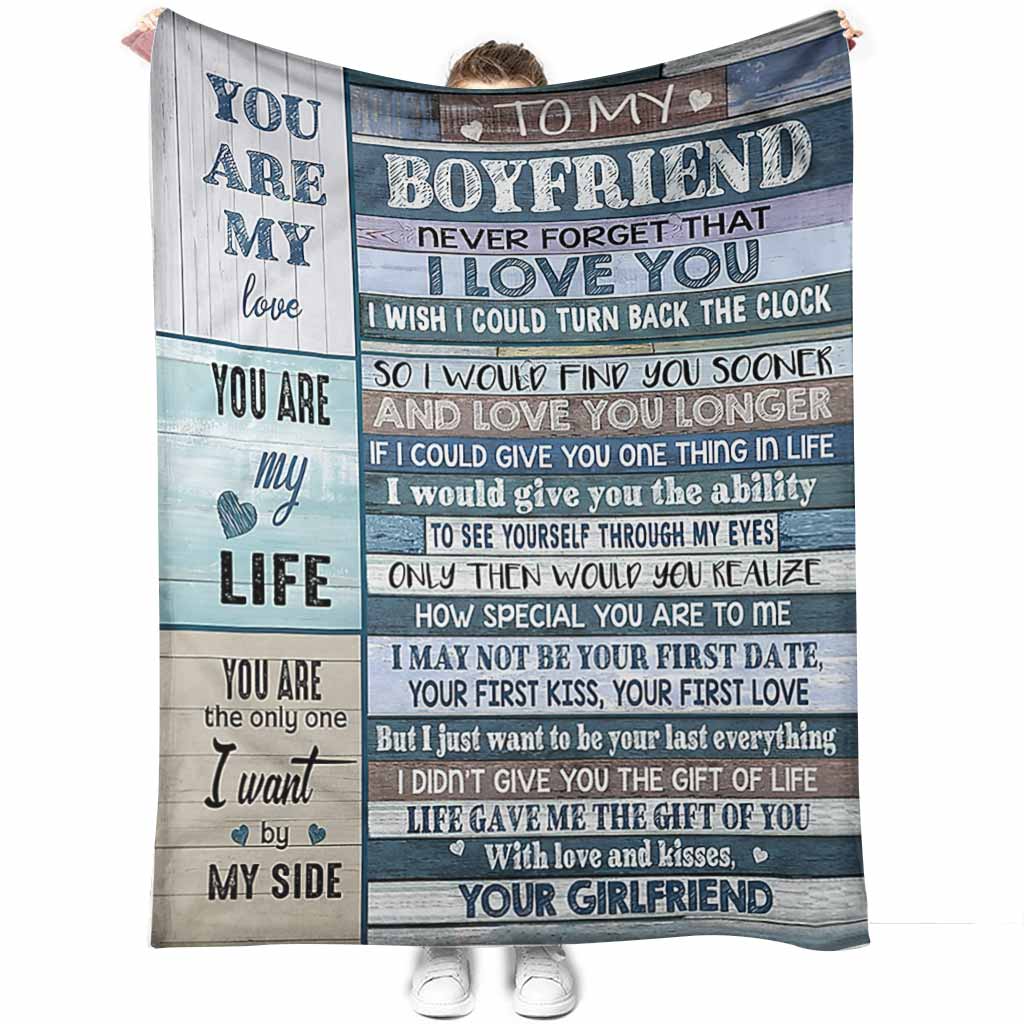 Family To My Boyfriend I Love You Flannel Blanket For Cozy Bedroom And Sofa Decor