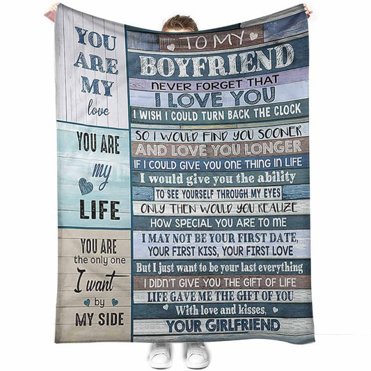 Family To My Boyfriend I Love You Flannel Blanket For Cozy Bedroom And Sofa Decor