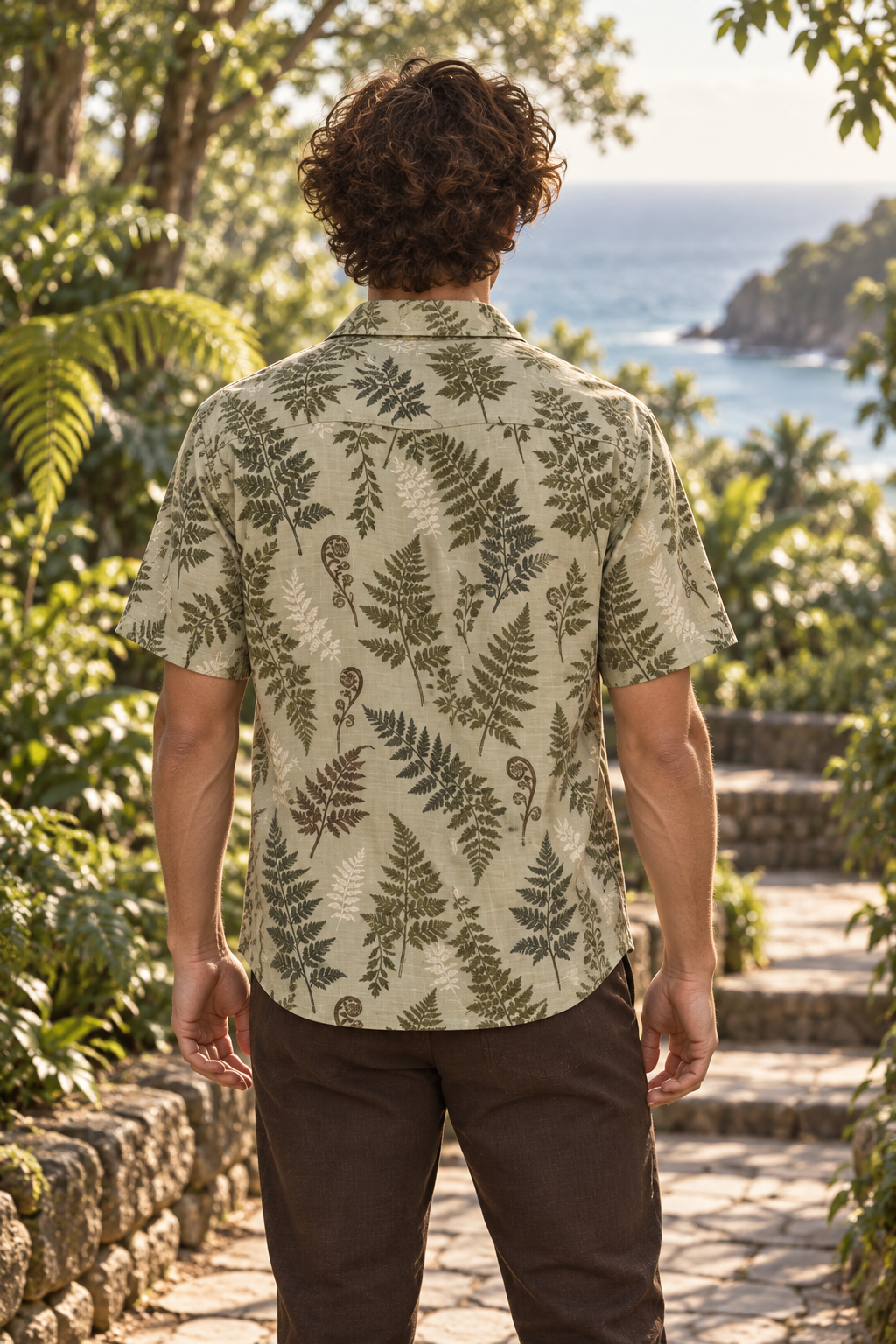 Men's Afterglow Fern Study Hawaiian Shirt – Pale sage