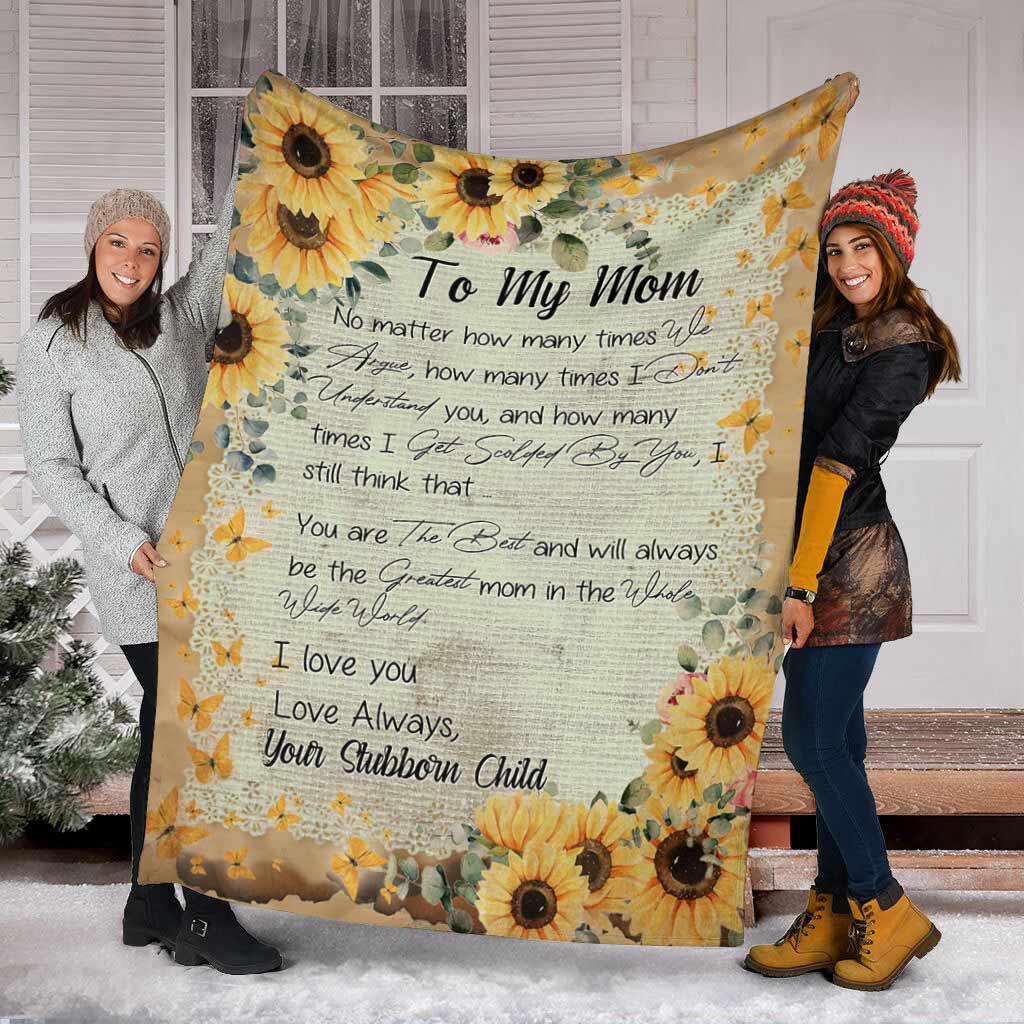 Sunflower My Mom I Love You 50 x 60 Inch Flannel Blanket For Soft Bed Couch And Home Comfort