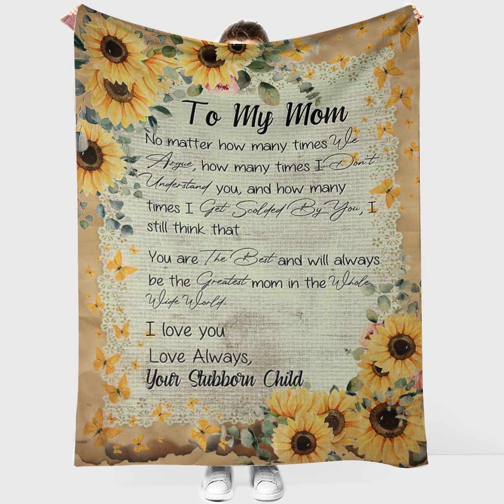 Sunflower My Mom I Love You Flannel Blanket For Living Room And Bedroom Styling