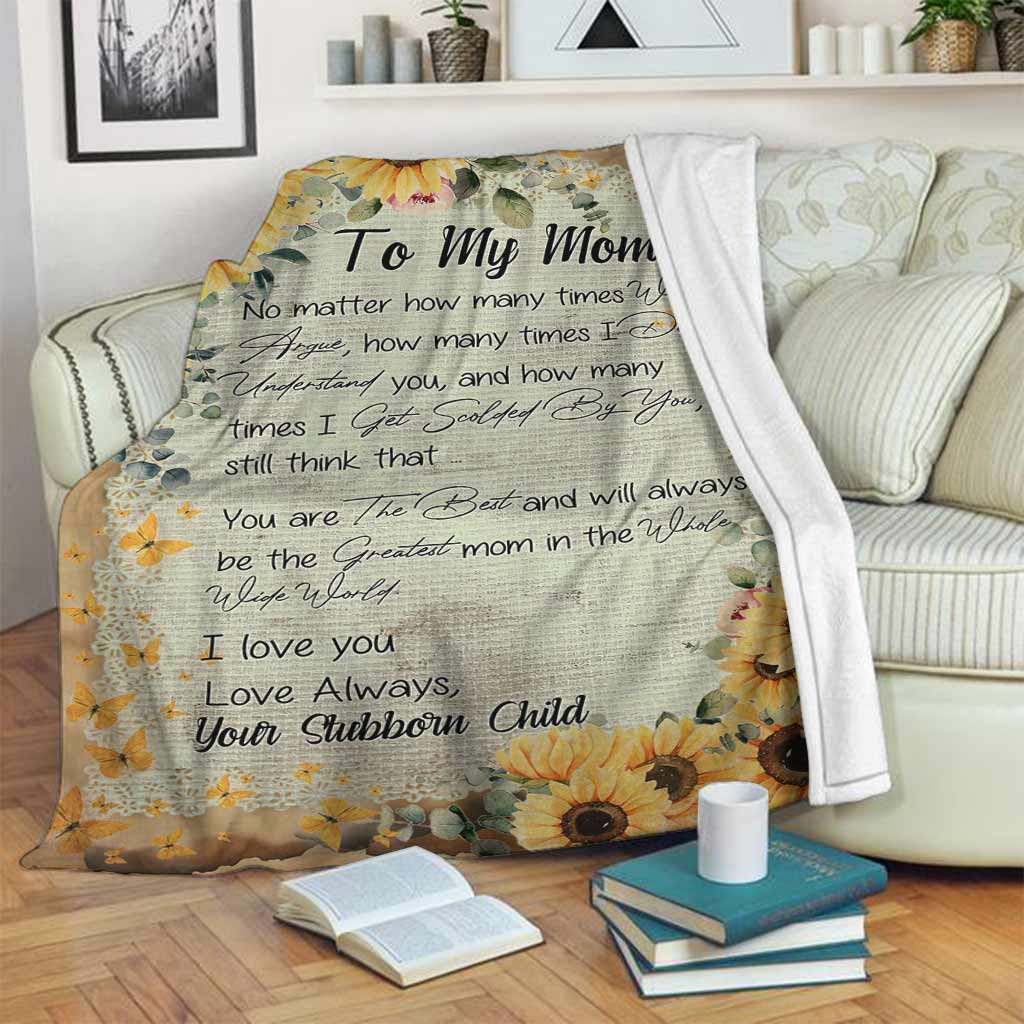 Sunflower My Mom I Love You Flannel Blanket For Relaxing At Home And Travel