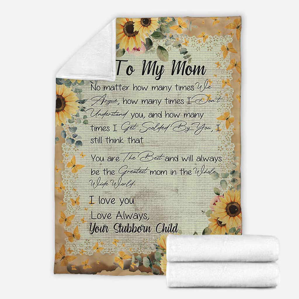 Sunflower My Mom I Love You Flannel Blanket For Cozy Home Lounging And Gifting