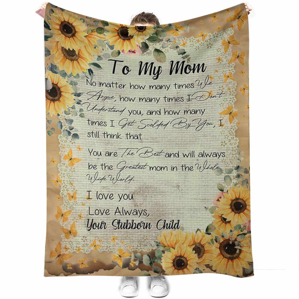 Sunflower My Mom I Love You Flannel Blanket For Cozy Bedroom And Sofa Decor