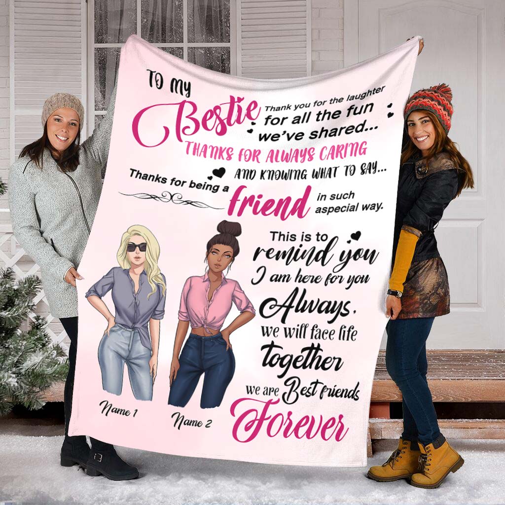 Bestie To My Bestie Personalized Flannel Blanket For Soft Bed Couch And Home Comfort