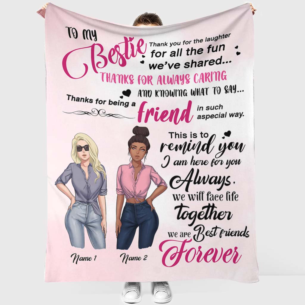 Bestie To My Bestie Personalized Flannel Blanket For Living Room And Bedroom Styling