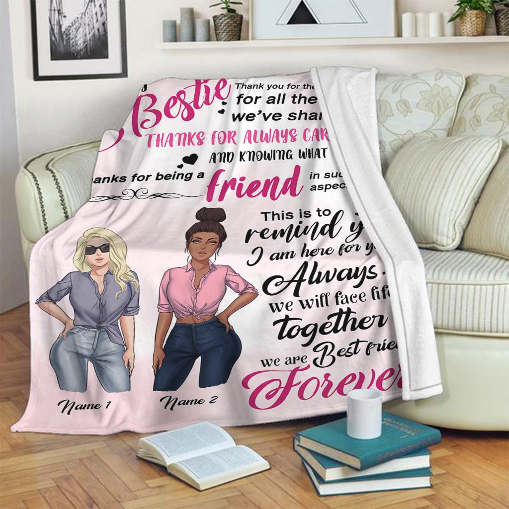 Bestie To My Bestie Personalized Flannel Blanket For Relaxing At Home And Travel