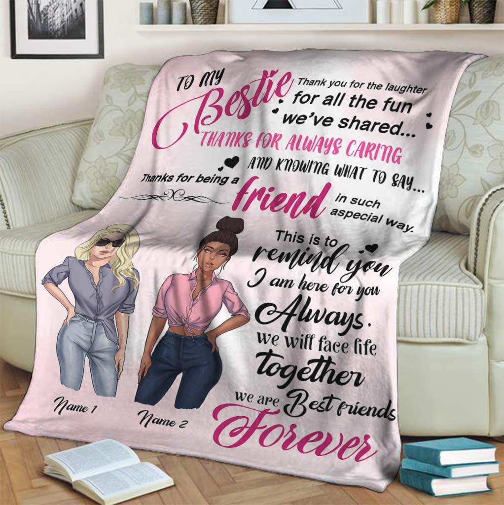 Bestie To My Bestie Personalized Flannel Blanket For Bed Sofa And Reading Nook Decor
