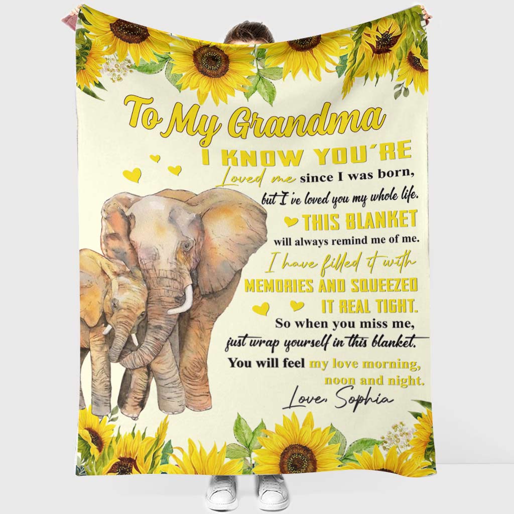 Elephant Sunflower Personalized Lifelong Love Flannel Blanket For Living Room And Bedroom Styling