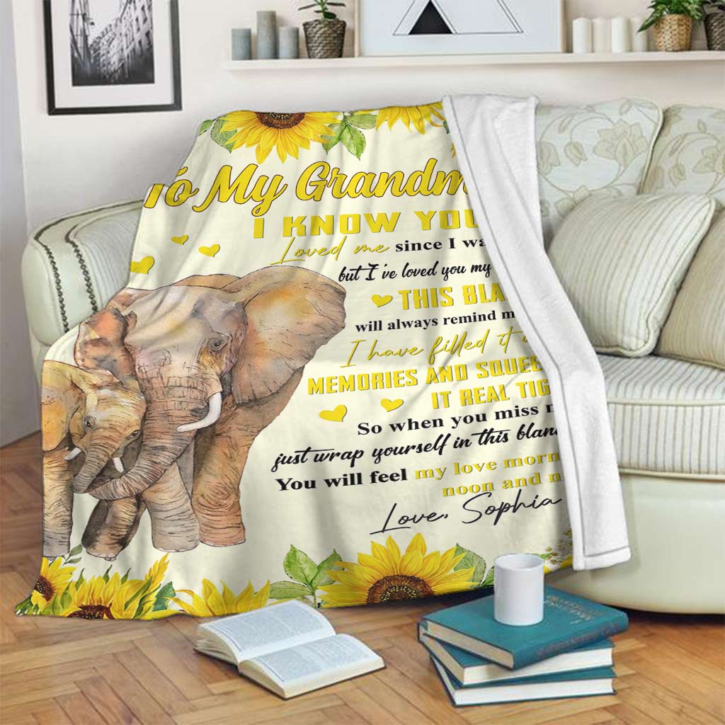 Elephant Sunflower Personalized Lifelong Love Flannel Blanket For Relaxing At Home And Travel
