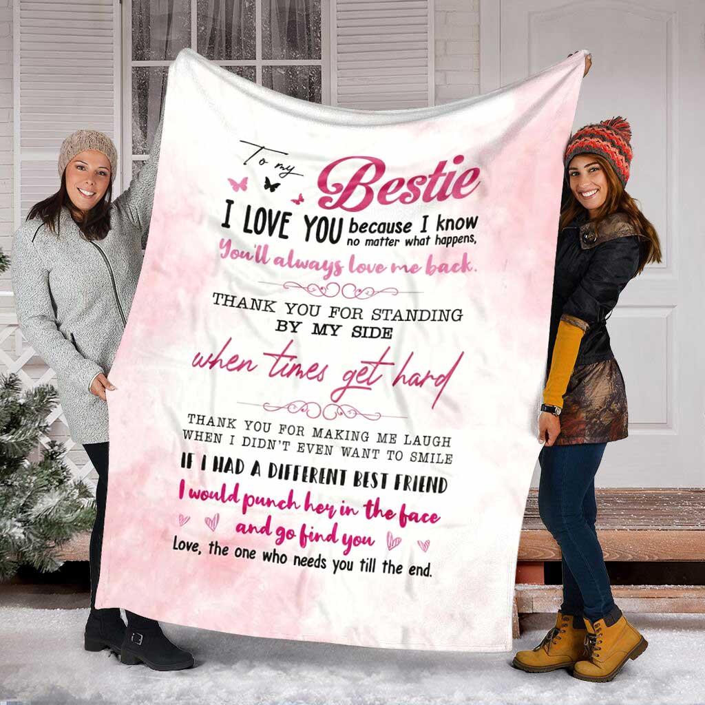Bestie To My Sister Flannel Blanket For Soft Bed Couch And Home Comfort