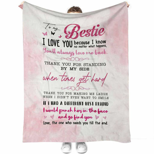 Bestie To My Sister Flannel Blanket For Cozy Bedroom And Sofa Decor