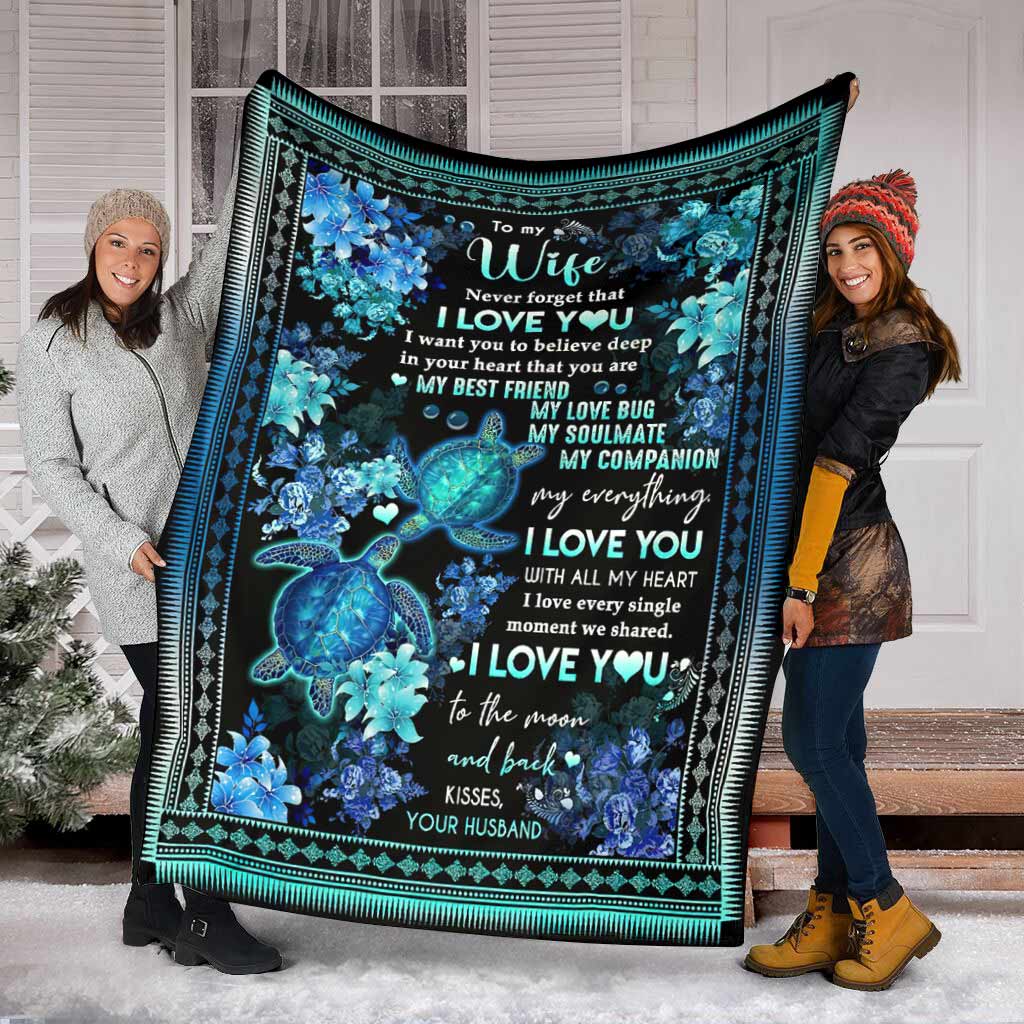 Turtle To My Wife Couple Flannel Blanket For Soft Bed Couch And Home Comfort