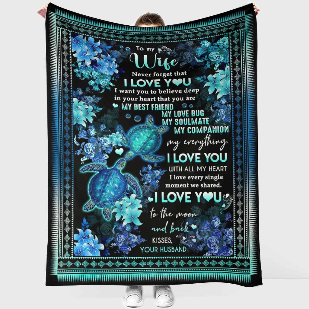 Turtle To My Wife Couple Flannel Blanket For Living Room And Bedroom Styling
