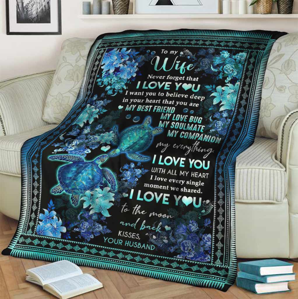 Turtle To My Wife Couple Flannel Blanket For Bed Sofa And Reading Nook Decor
