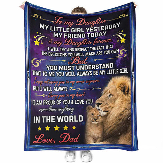 Lion To My Daughter My Little Girl 50 x 60 Inch Flannel Blanket For Cozy Bedroom And Sofa Decor