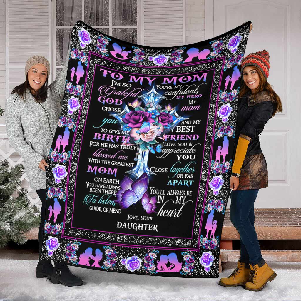 God To My Mom Floral Flannel Blanket For Soft Bed Couch And Home Comfort