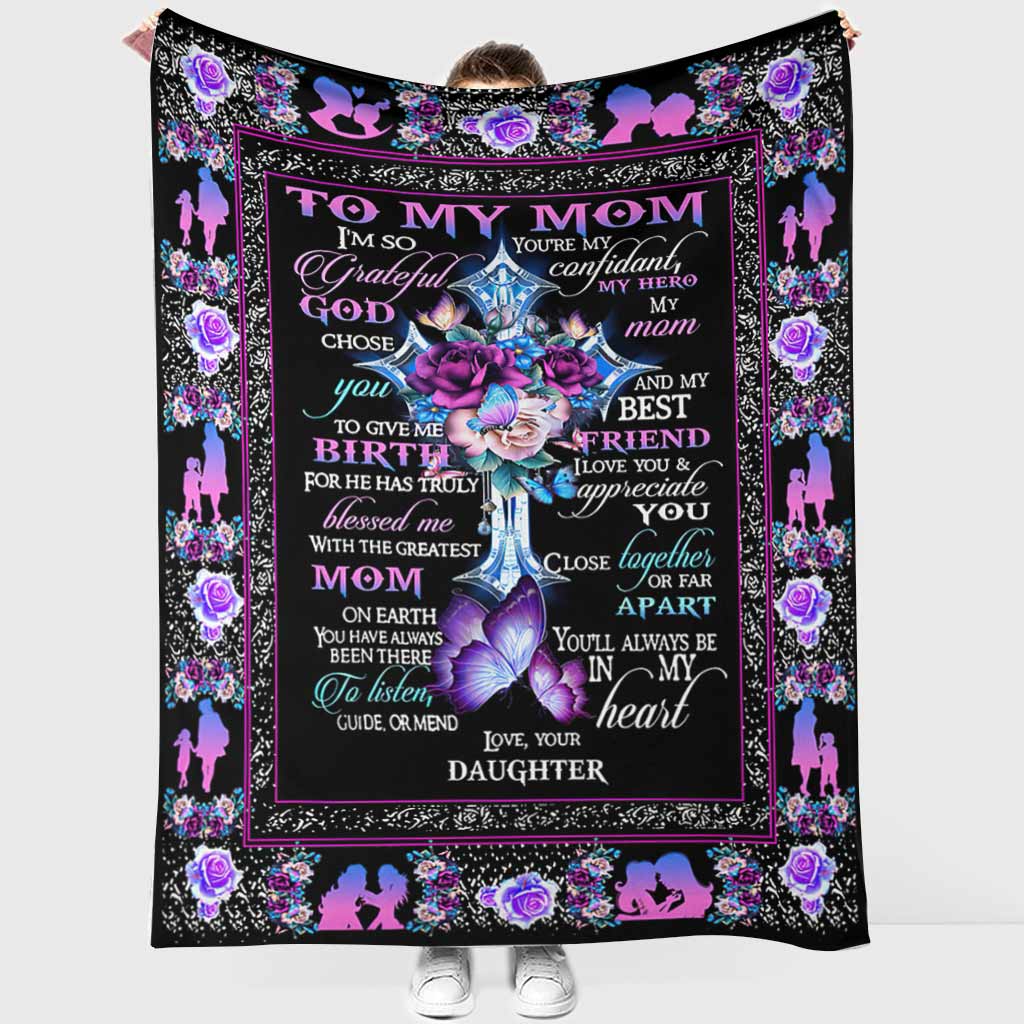 God To My Mom Floral Flannel Blanket For Living Room And Bedroom Styling
