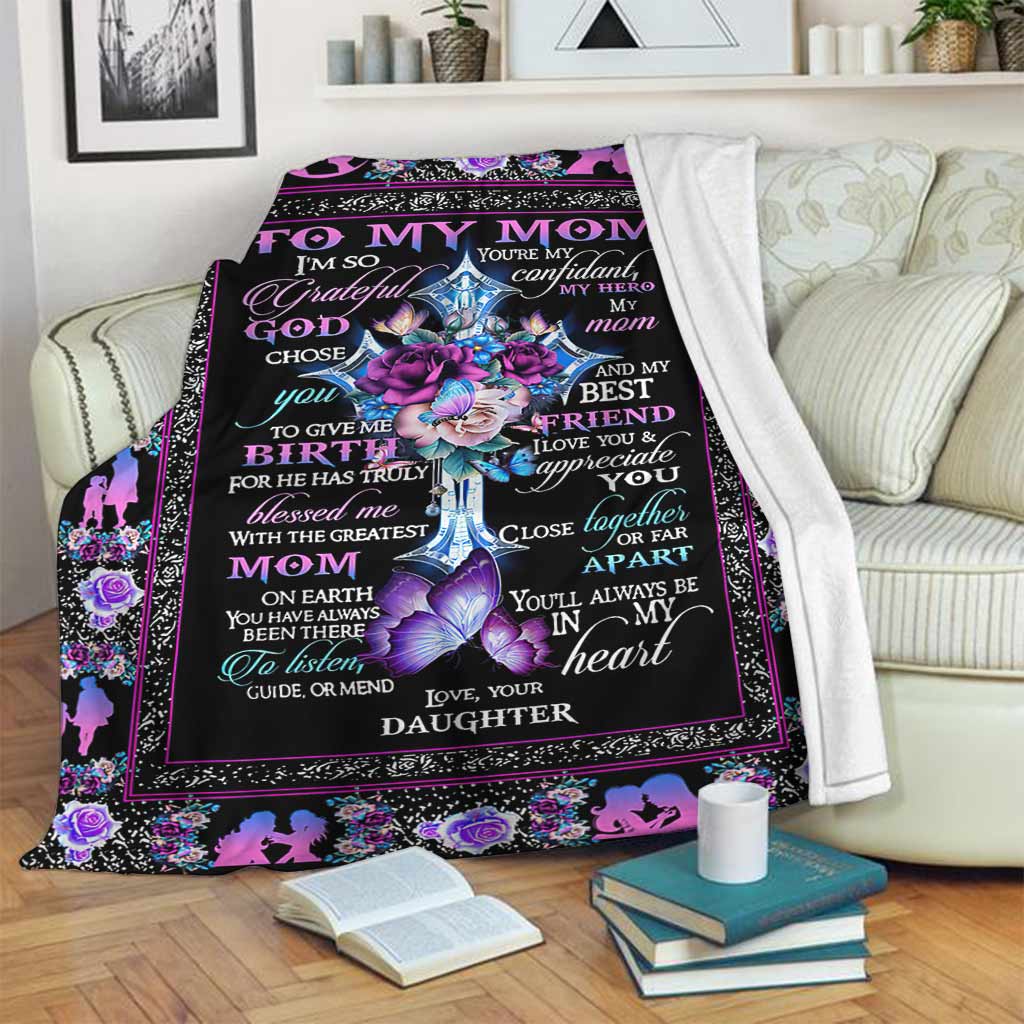 God To My Mom Floral Flannel Blanket For Relaxing At Home And Travel