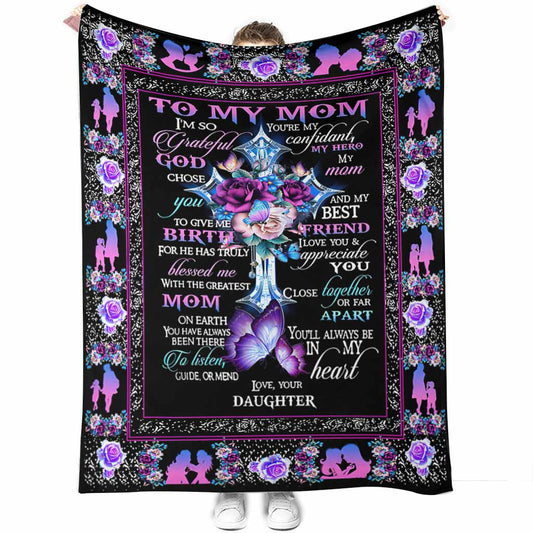 God To My Mom Floral 50 x 60 Inch Flannel Blanket For Cozy Bedroom And Sofa Decor