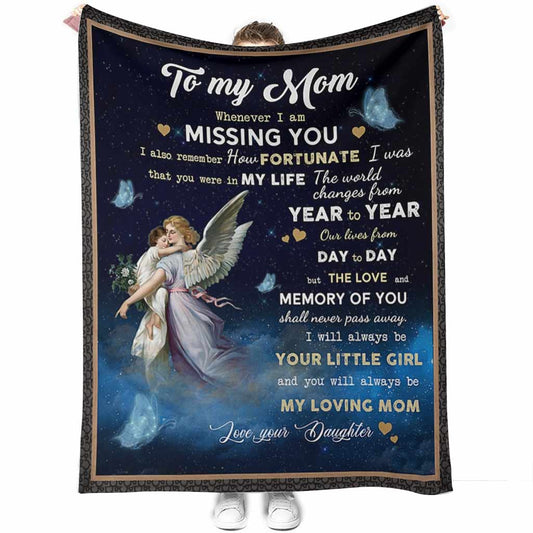 Angel To My Mom Mother 50 x 60 Inch Flannel Blanket For Cozy Bedroom And Sofa Decor