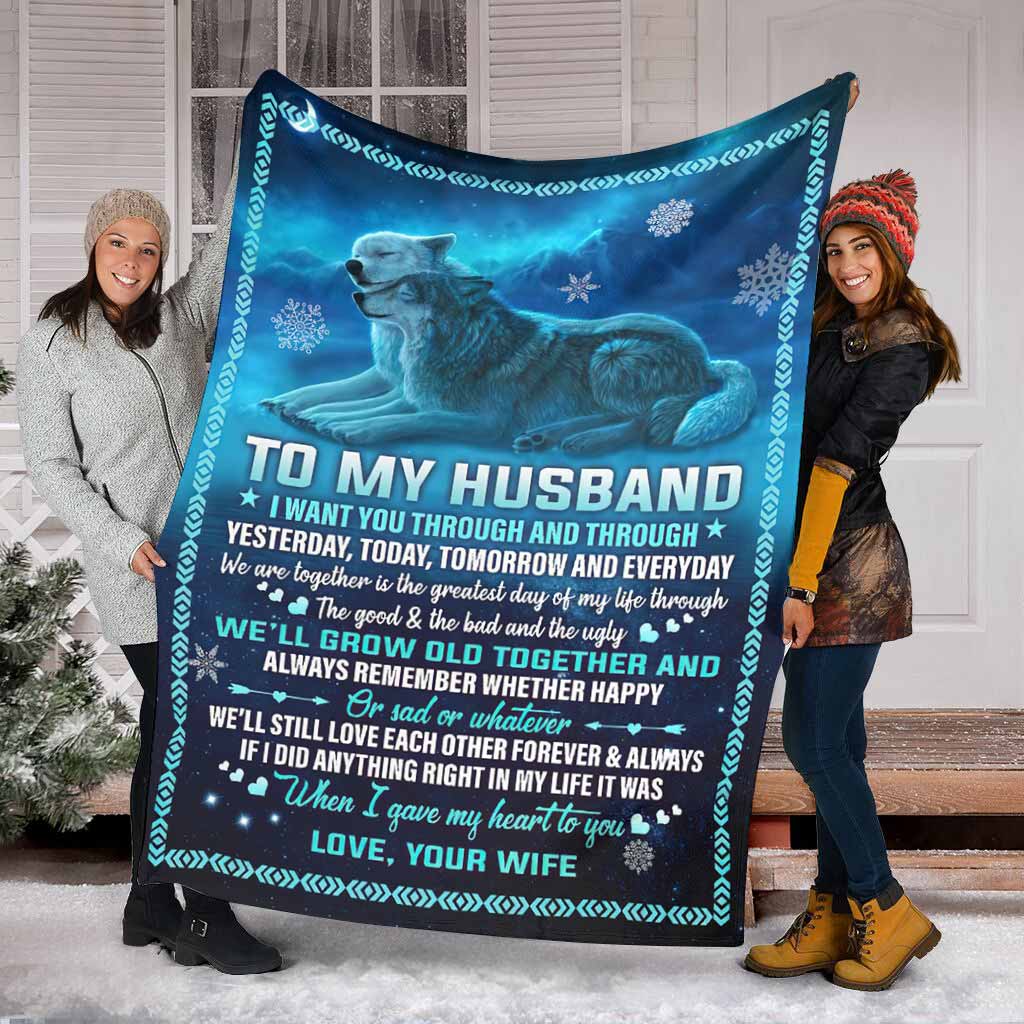 Wolf To My Husband Couple Blue Flannel Blanket For Soft Bed Couch And Home Comfort