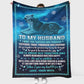 Wolf To My Husband Couple Blue Flannel Blanket For Living Room And Bedroom Styling