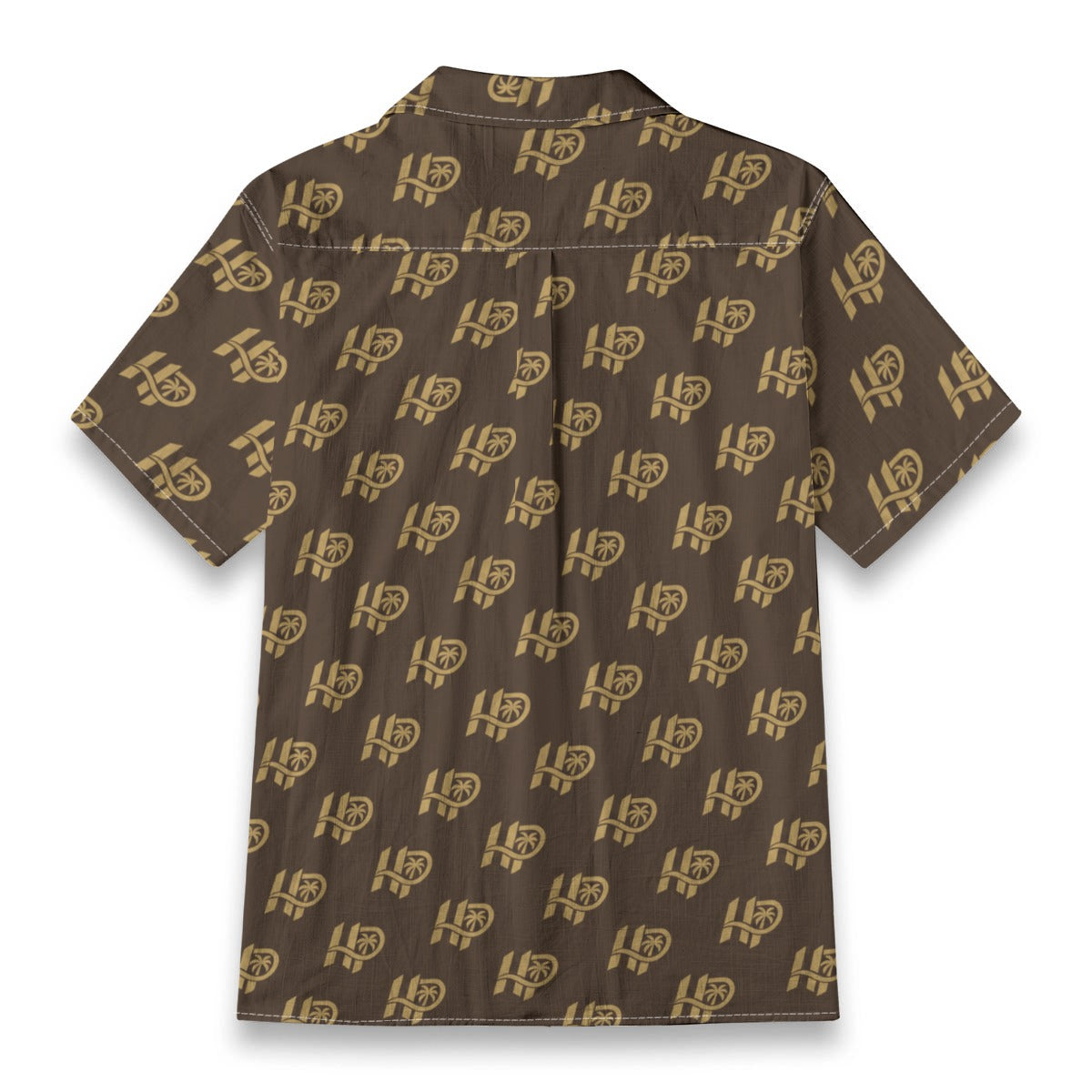 HP Palm Monogram Hawaiian Shirt – Brown & Gold