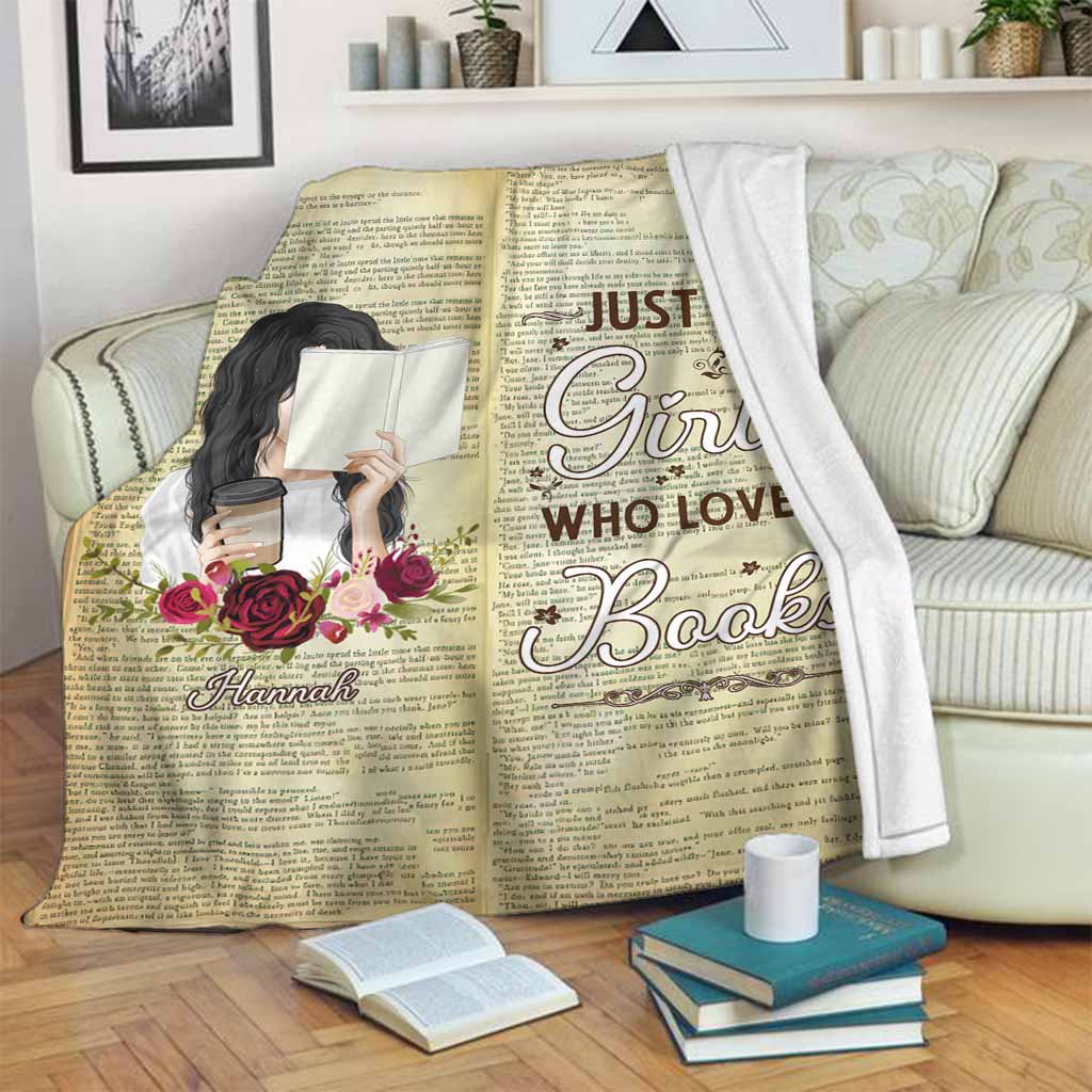 Book Just A Girl Who Loves Books Personalized Flannel Blanket For Living Room And Bedroom Styling