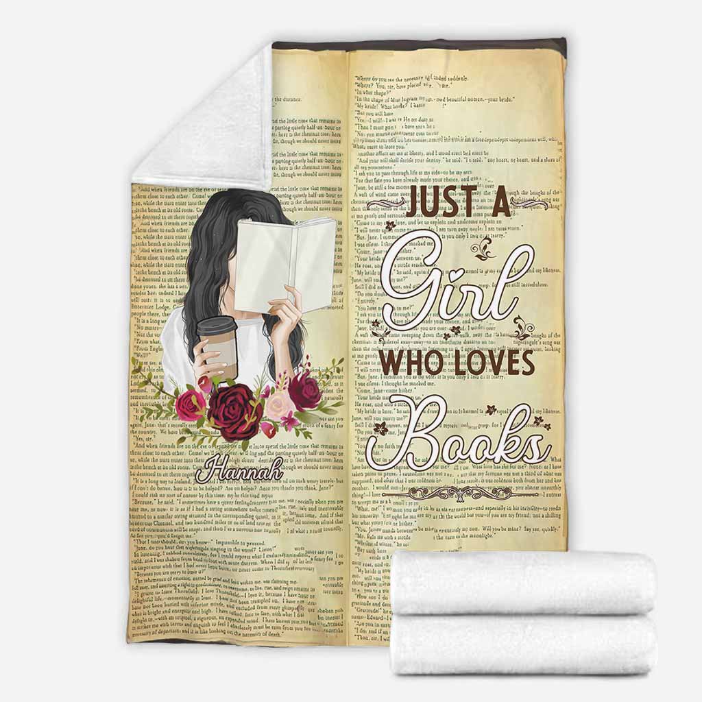 Book Just A Girl Who Loves Books Personalized Flannel Blanket For Bed Sofa And Reading Nook Decor