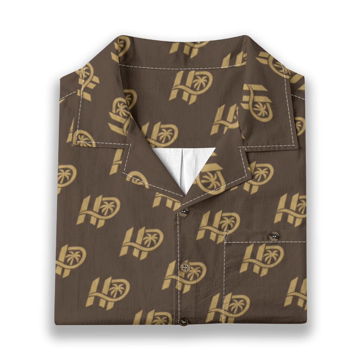 HP Palm Monogram Hawaiian Shirt – Brown & Gold