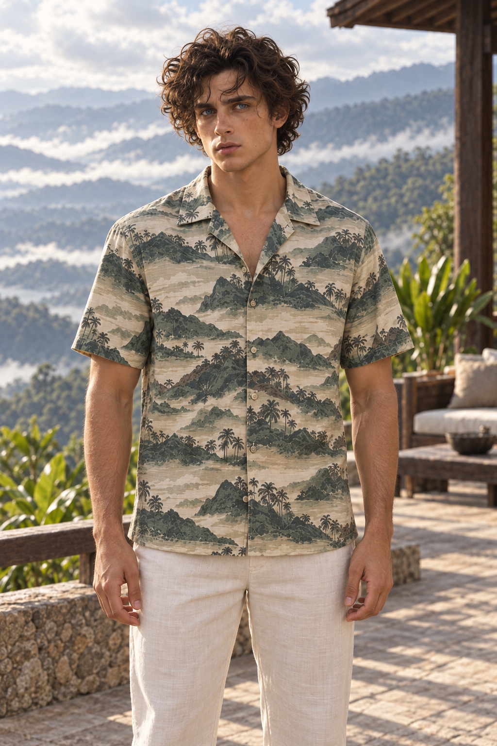 Men's Afterglow Mountain Mist Hawaiian Shirt – Mushroom