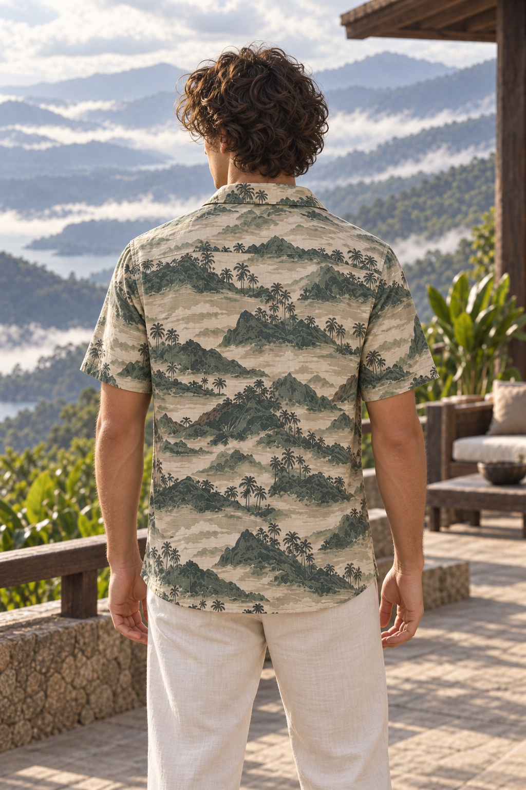 Men's Afterglow Mountain Mist Hawaiian Shirt – Mushroom