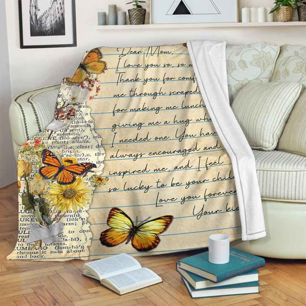 Butterfly Love Dear Mom Mothers Day Vintage Flannel Blanket For Relaxing At Home And Travel