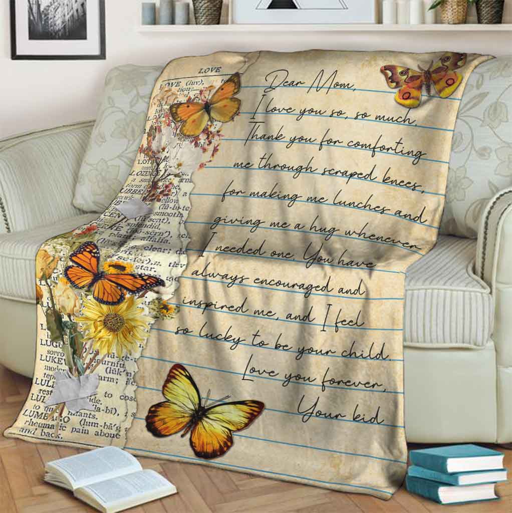 Butterfly Love Dear Mom Mothers Day Vintage Flannel Blanket For Bed Sofa And Reading Nook Decor