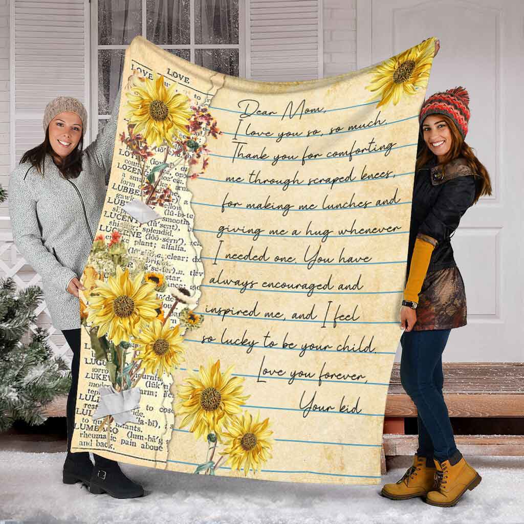 Sunflower Family Love Dear Mom Mothers Day Flannel Blanket For Soft Bed Couch And Home Comfort