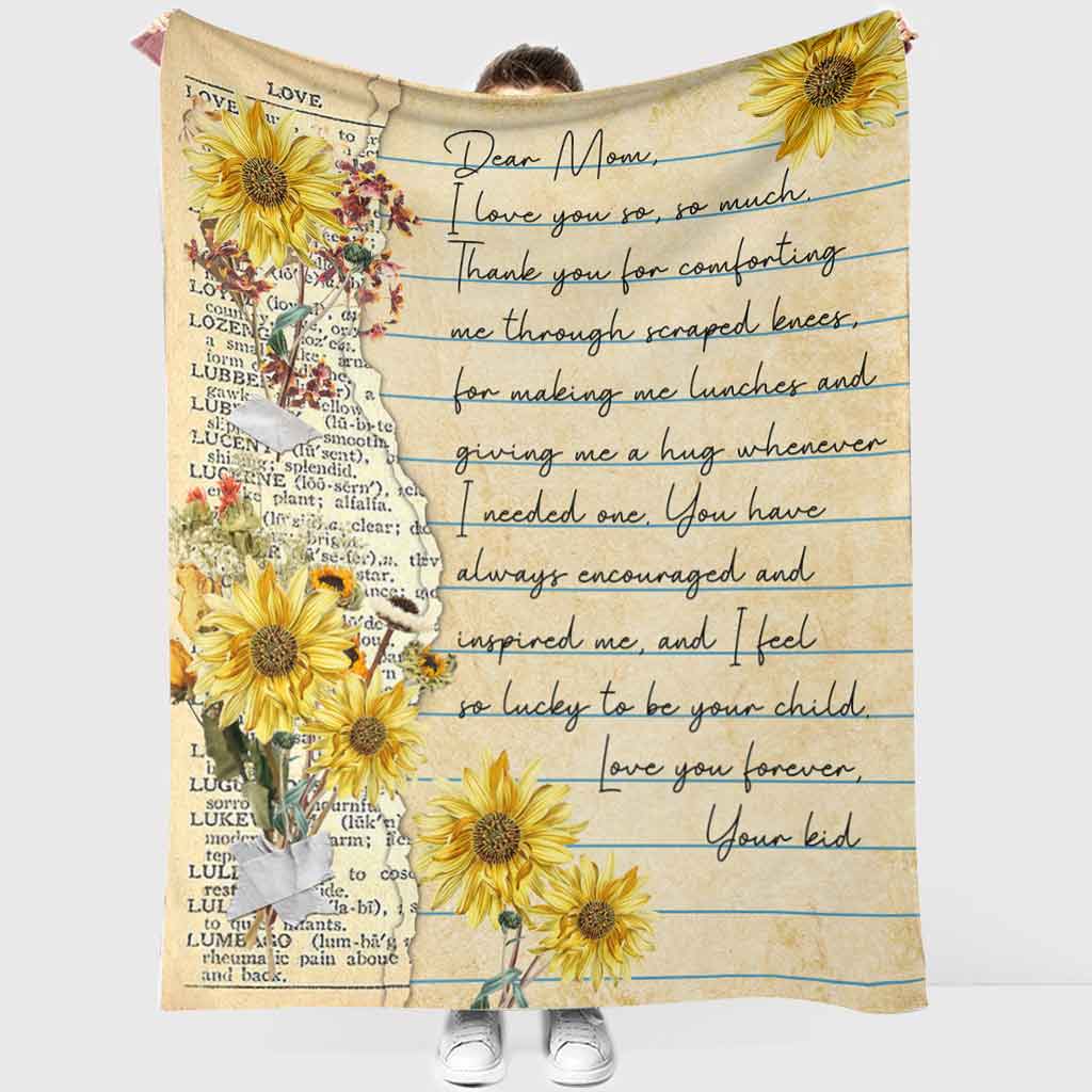 Sunflower Family Love Dear Mom Mothers Day Flannel Blanket For Living Room And Bedroom Styling