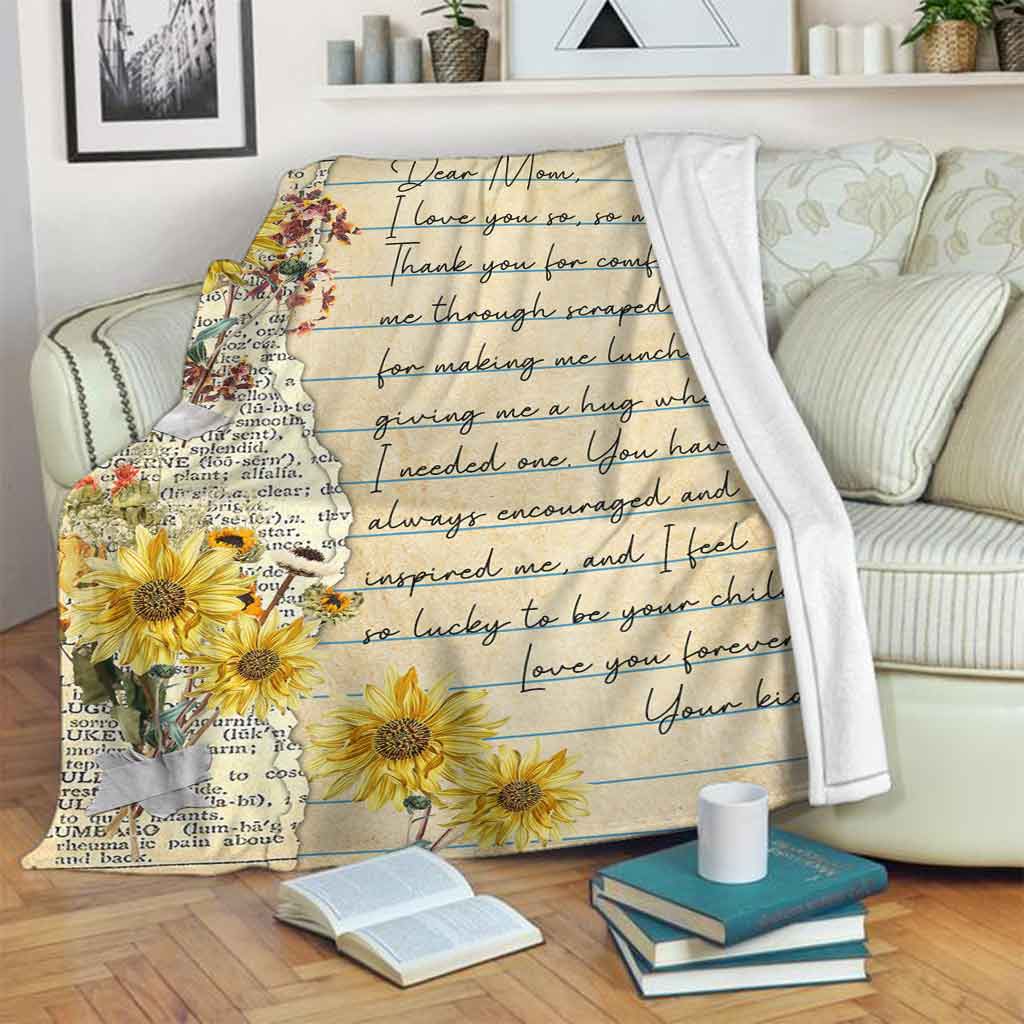 Sunflower Family Love Dear Mom Mothers Day Flannel Blanket For Relaxing At Home And Travel