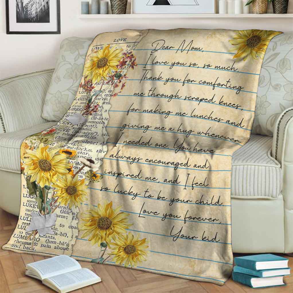 Sunflower Family Love Dear Mom Mothers Day Flannel Blanket For Bed Sofa And Reading Nook Decor