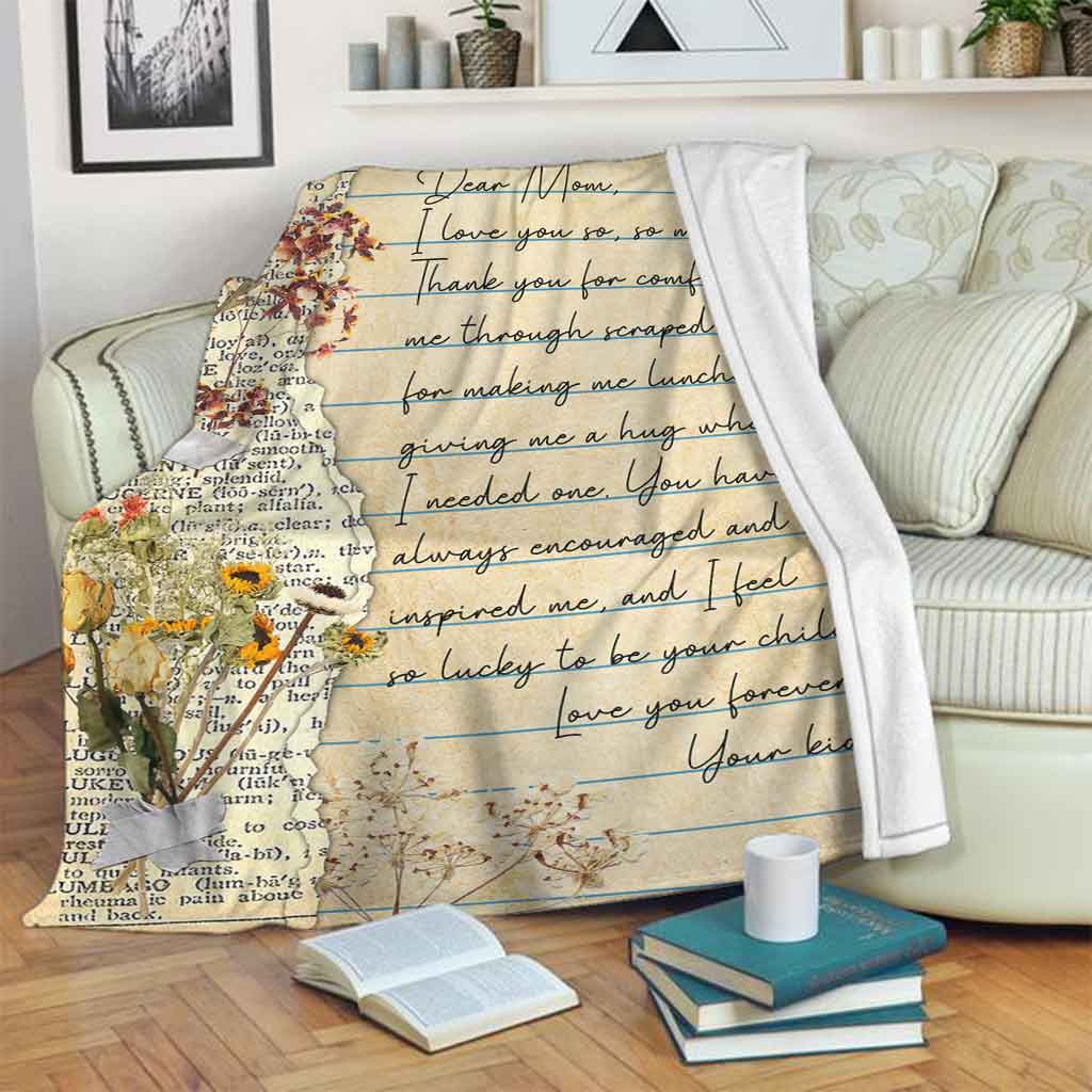 Family Dear Mom Mothers Day Scrapbooking Flannel Blanket For Relaxing At Home And Travel