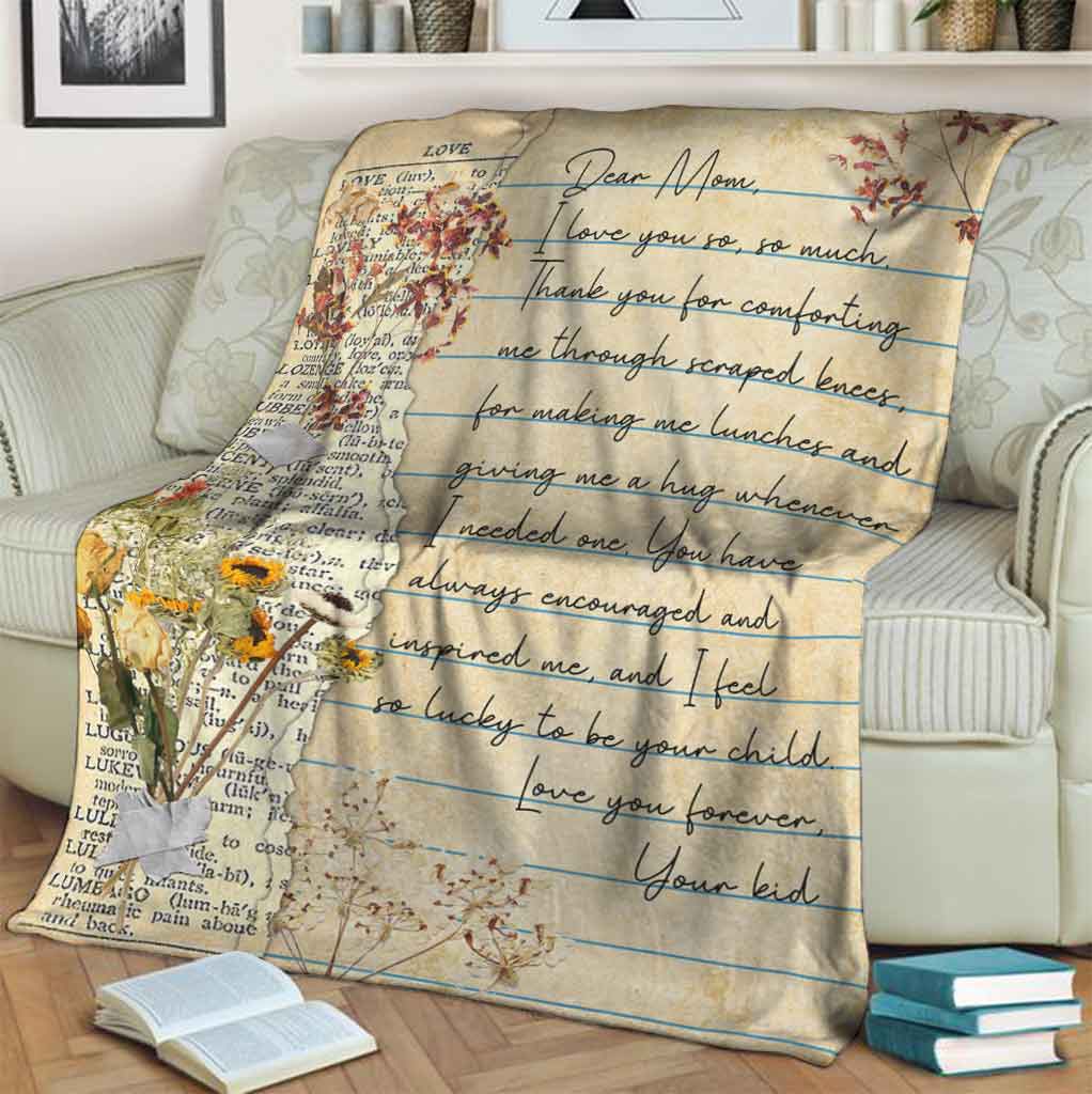 Family Dear Mom Mothers Day Scrapbooking Flannel Blanket For Bed Sofa And Reading Nook Decor