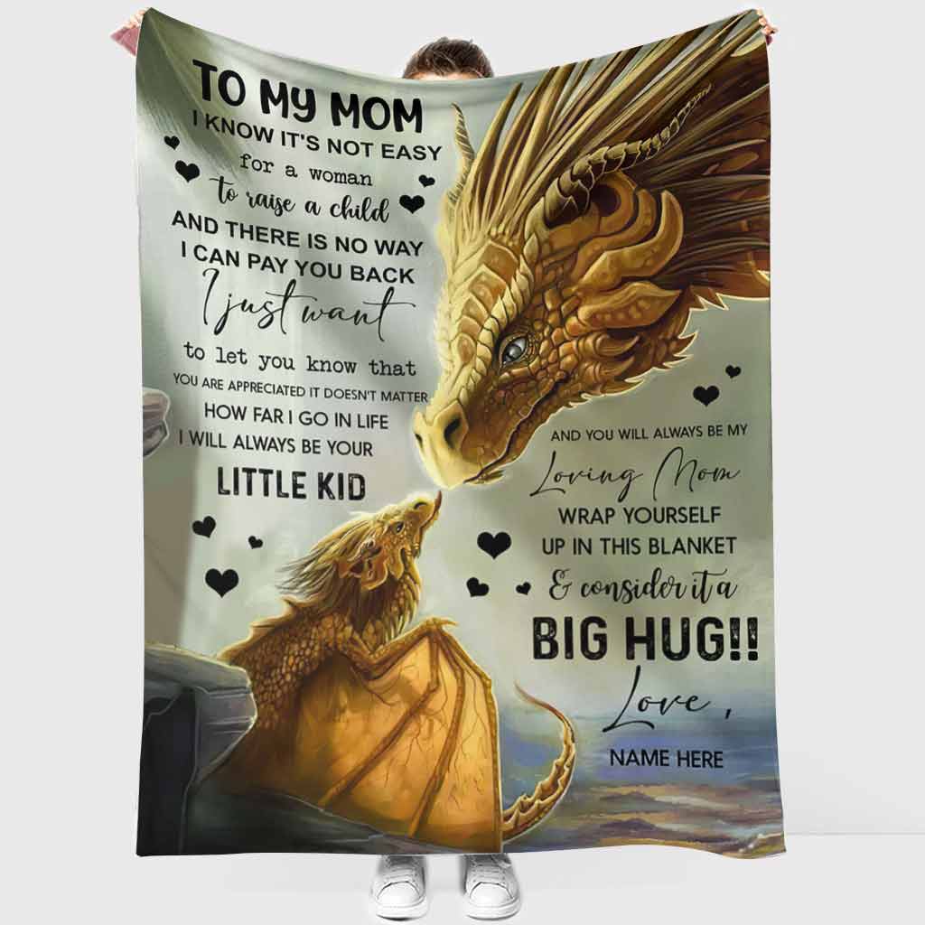 Dragon To My Mom Personalized Flannel Blanket For Living Room And Bedroom Styling