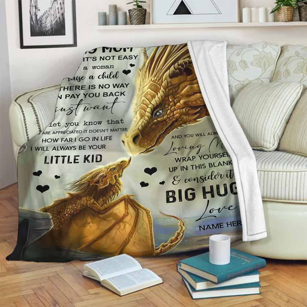 Dragon To My Mom Personalized Flannel Blanket For Relaxing At Home And Travel