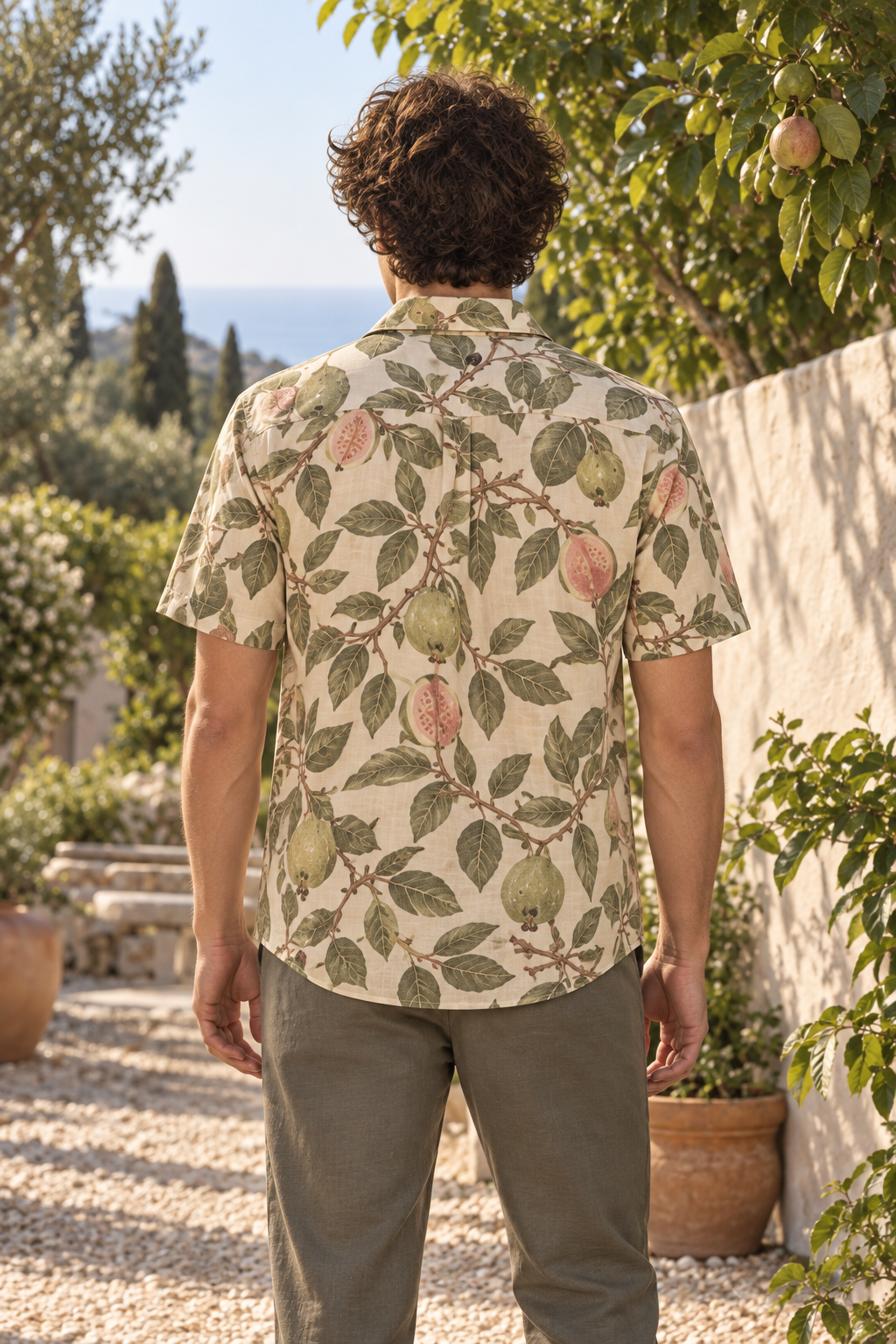 Men's Afterglow Guava Grove Hawaiian Shirt – Warm ivory