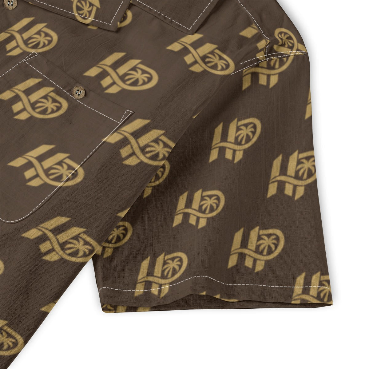 HP Palm Monogram Hawaiian Shirt – Brown & Gold