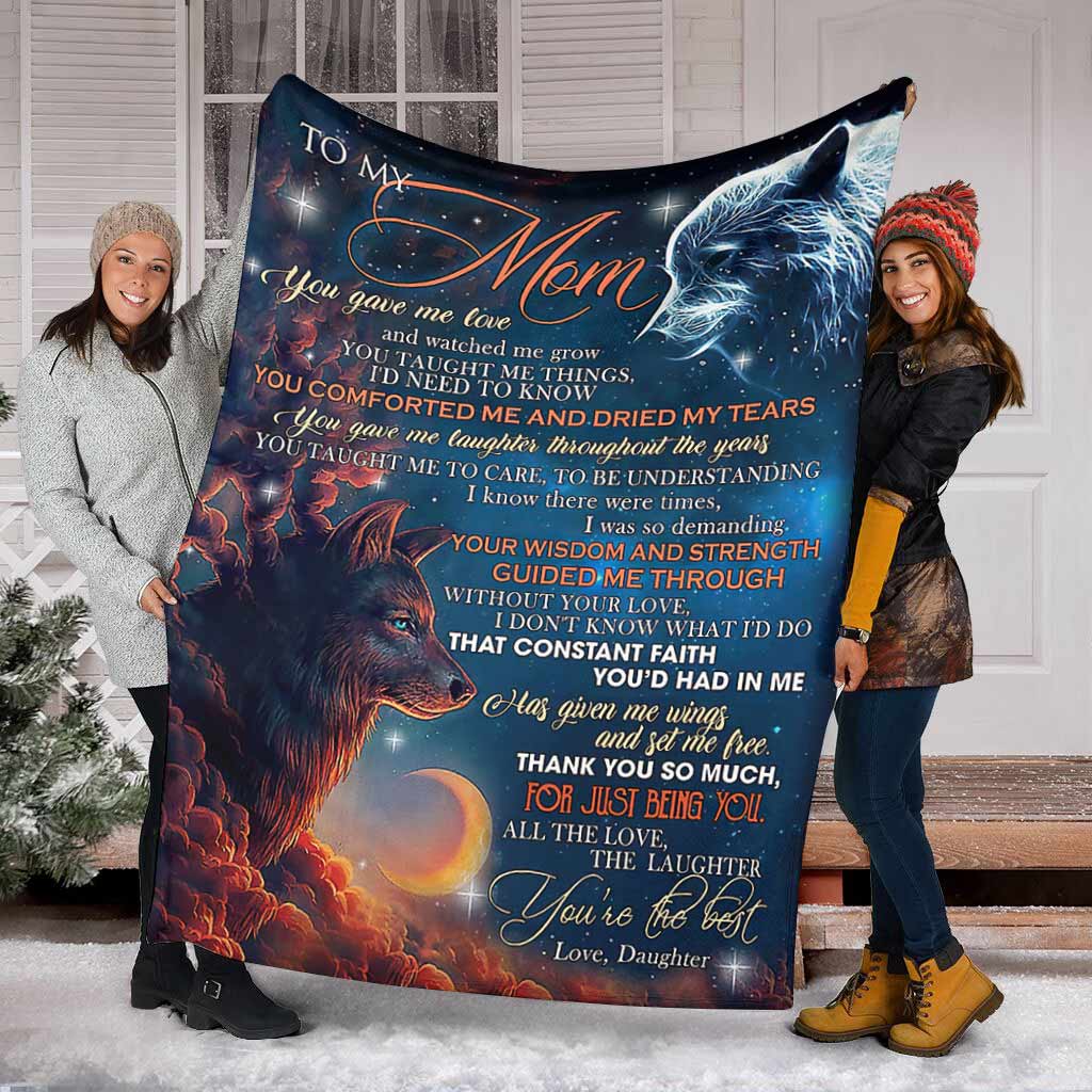 Wolf To My Mom Thank You Flannel Blanket For Soft Bed Couch And Home Comfort