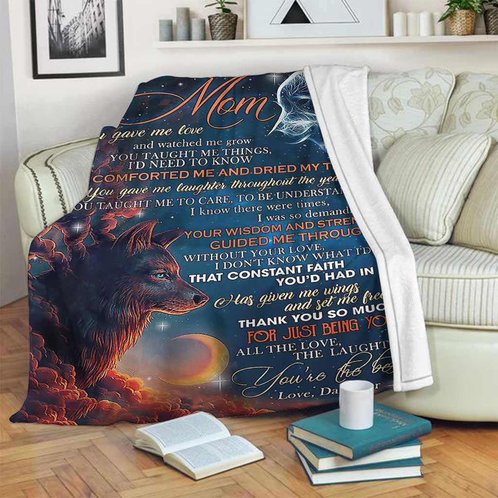 Wolf To My Mom Thank You Flannel Blanket For Relaxing At Home And Travel